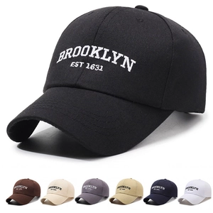 Brooklyn Letter Embroidered Baseball Cap Adjustable Metal Buckle Curved Brim Sun Protection Outdoor Sports Retro Hat