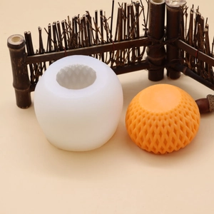 3D sphere silicone mold for DIY candles with intricate geometric grid weave pattern