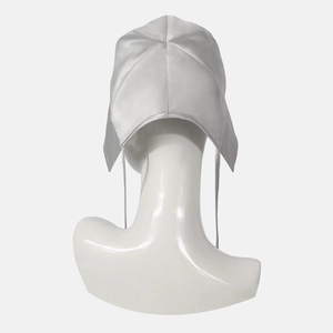 Silver silk sun hat with long ribbon tie for UV protection and outdoor summer wear