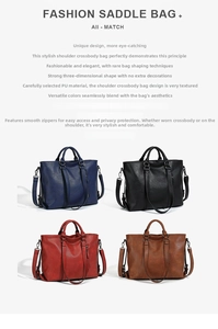 Detail view of large PU leather tote bags in four colors with detachable shoulder straps