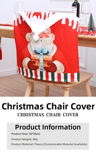 Detailed view of Santa Claus Christmas chair cover sized 50x60cm in brushed fabric