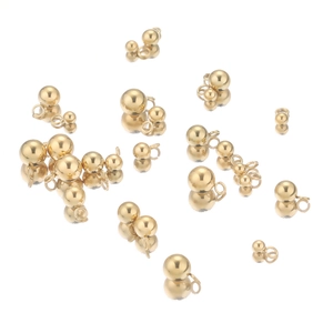 Polished gold round ball charm pendants with top loop connector for jewelry making
