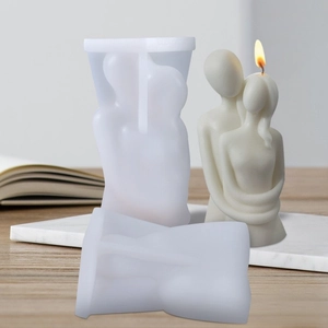 DIY silicone mold for making minimalist abstract hugging couple candles and ornaments