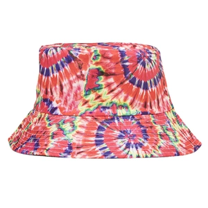 Chapeau bob tie-dye coloré pour l'été avec imprimé éclaboussures rouge violet et jaune