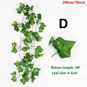 2M artificial ivy vine with green leaves for home decoration and wall greenery