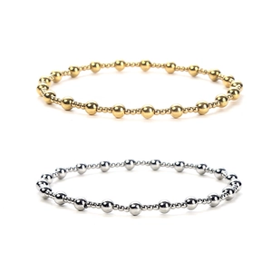 Classic 18K gold and silver beaded elastic bracelets in waterproof stainless steel