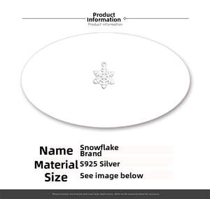 Macro detail of S925 sterling silver snowflake pendant showing hollow design and dimensions