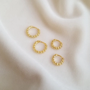 Retro Beaded Hoop Earrings With 925 Sterling Silver Earring Post Copper Simple Geometric Jewelry For Women
