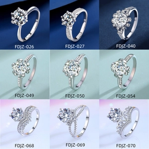 Luxury S925 sterling silver rings set with 2 carat round moissanite in various styles