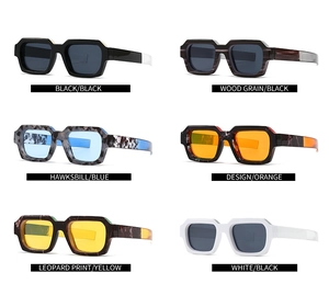 Detaillierte Übersicht der sechs Farbvarianten dieser trendigen Retro-Sonnenbrille