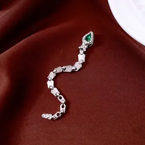 Snake Shaped Ring Copper With Green Zircon And White Crystals Personalized Luxury Fashion Women Jewelry
