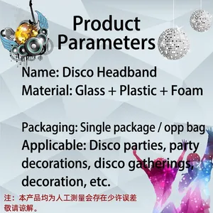 Disco mirror ball headband made of glass and plastic foam for themed parties and clubbing
