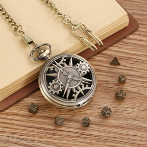 Vintage Steampunk Pocket Watch Alloy Hollow Gear Octopus Relief Quartz Movement With Long Chain Unisex Retro Accessories