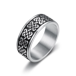 Vintage stainless steel Viking Celtic knot ring for men and women with polished finish