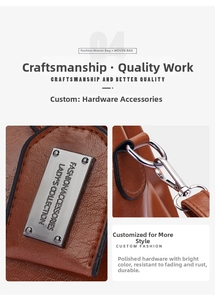 Detailed macro view of high-quality polished gold metal hardware on a brown handbag