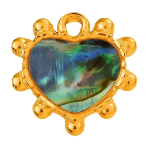 304 stainless steel heart pendant necklace with iridescent blue abalone shell inlay