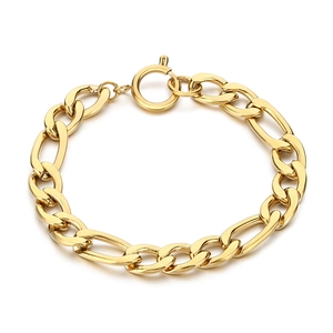 Polished golden Figaro chain bracelet in stainless steel with a secure spring clasp