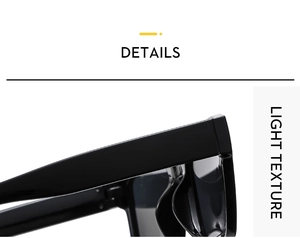 Detailed close-up showing the smooth texture and glossy finish of the black square sunglasses