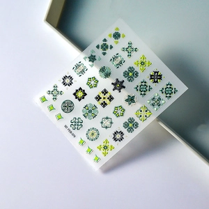 5D embossed bohemian nail art sticker with mandala patterns and floral textures