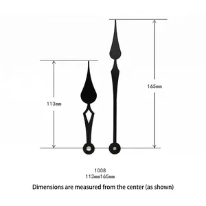 DIY Quarz Uhrzeiger-Set 1008, 113mm und 165mm Schwarze Metall-Stunden- und Minutenzeiger
