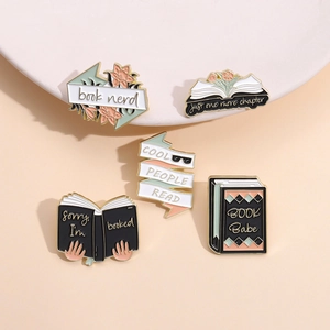 Reading Theme Enamel Pin Zinc Alloy Book Quote Lettering Lapel Brooch For Book Lovers Aesthetic Decorative Badge