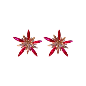 Sparkling star-shaped stud earrings with champagne crystals and red marquise stones