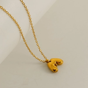 Elegant 18K gold plated bubble letter E pendant necklace for women in minimalist style