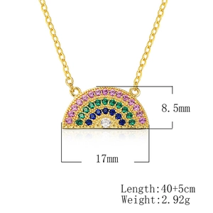 Detail showing gold rainbow necklace dimensions 17mm x 8.5mm and 40+5cm chain length