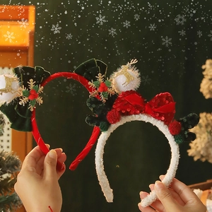 Festive Christmas headbands featuring velvet bows, golden reindeer charms and sequins
