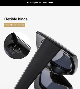 Détail de la peinture de haute qualité et charnière flexible sur lunettes noires carrées