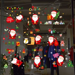 Weihnachtsfensterbilder-Set mit Weihnachtsmann und Schneeflocken für festliche Glasdeko