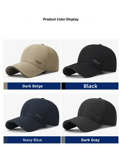 Casquettes de baseball business en beige foncé, noir, bleu marine et gris foncé avec logo