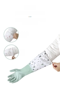 Three cuff designs of fleece-lined waterproof cleaning gloves for kitchen chores
