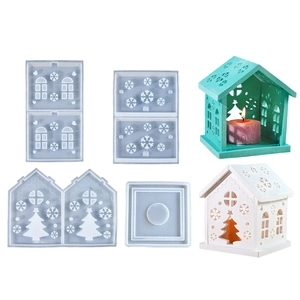 DIY Christmas snowflake tree house silicone mold for candle holder and night light