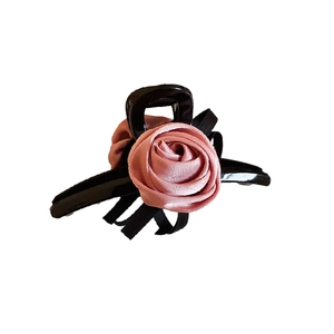 Elegant pink rose bow pearl hair claw clip for romantic sweet hairstyles