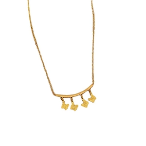 Minimalist gold titanium steel necklace featuring delicate butterfly pendants on a white background