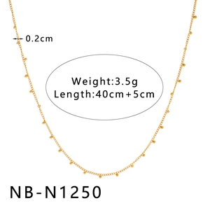 Collana a strati in acciaio inossidabile dorato con perline e catena regolabile da 5 cm