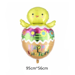 Easter chick hatching from egg foil balloon decoration for birthday party 95cm x 56cm