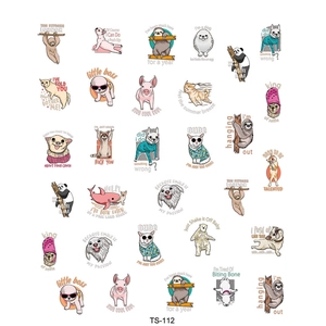 Adhesive embossed nail art stickers with cute cartoon animal patterns and bright colors