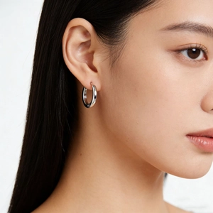 Minimalist S925 sterling silver hoop earrings for women with high-polish finish