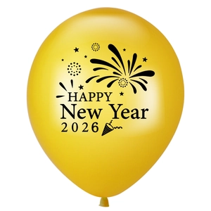 Golden 2026 Happy New Year latex balloon decoration for festive party celebrations