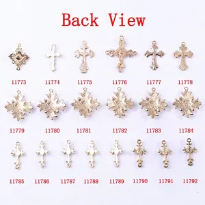 Collection of 20 assorted gold alloy cross pendants for DIY jewelry making and crafts