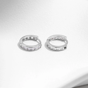 Elegant S925 sterling silver U-shaped hoop earrings with sparkling cubic zirconia pavé