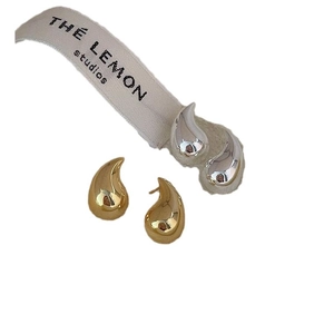 Minimalist 925 sterling silver water drop earrings in polished gold and silver finishes
