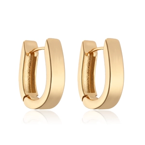 Elegant gold plated copper U-shaped hoop earrings with a polished minimalist finish