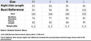 Size chart for asymmetrical lace top showing bust and length measurements in centimeters