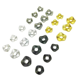 Golden, silver, and gun black irregular water ripple flower-shaped spacer beads for DIY jewelry