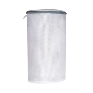 Sac de lavage cylindrique en maille pour chaussures avec fermeture éclair et poignée