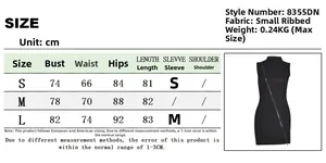 Guide des tailles pour robe sans manches moulante en tissu côtelé avec détail zip au dos
