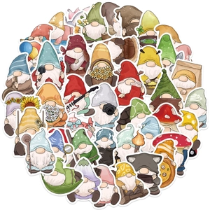 Waterproof cartoon gnome stickers for decorating laptops and guitars in a colorful set